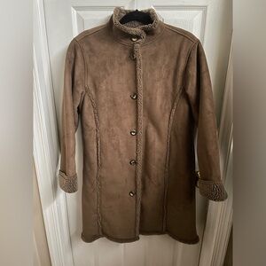 L.L. Bean suede fleece lined coat with buttons